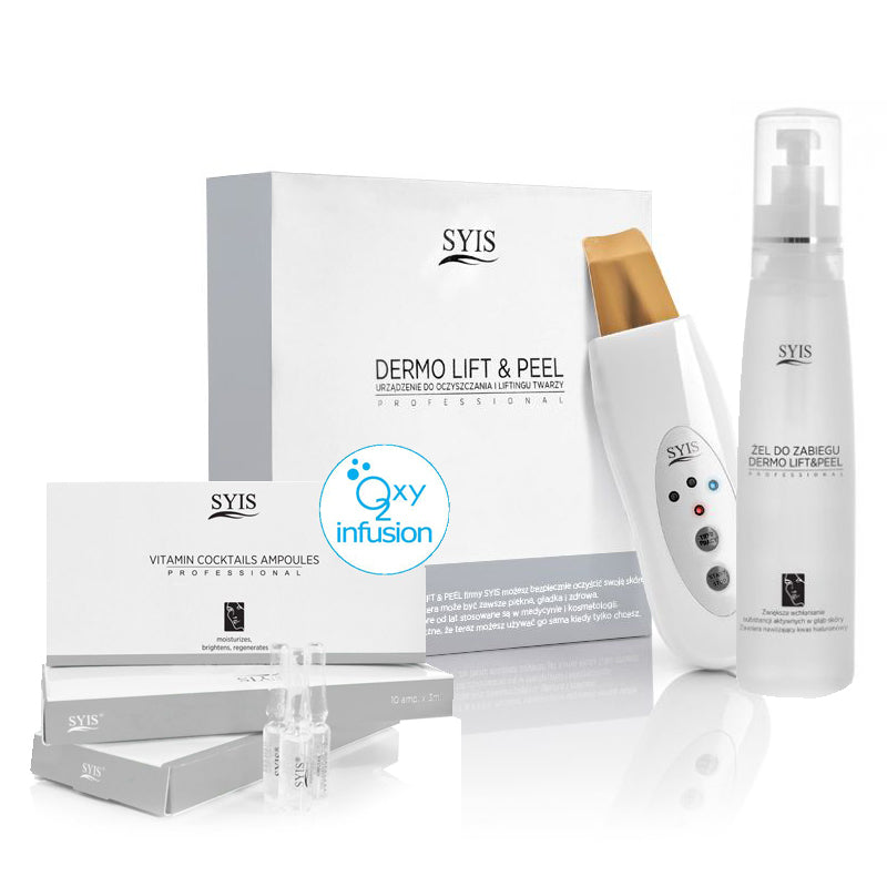 Aparelho Syis dermo lift & peel esfoliante de pele espátula dourada + cosméticos Syis