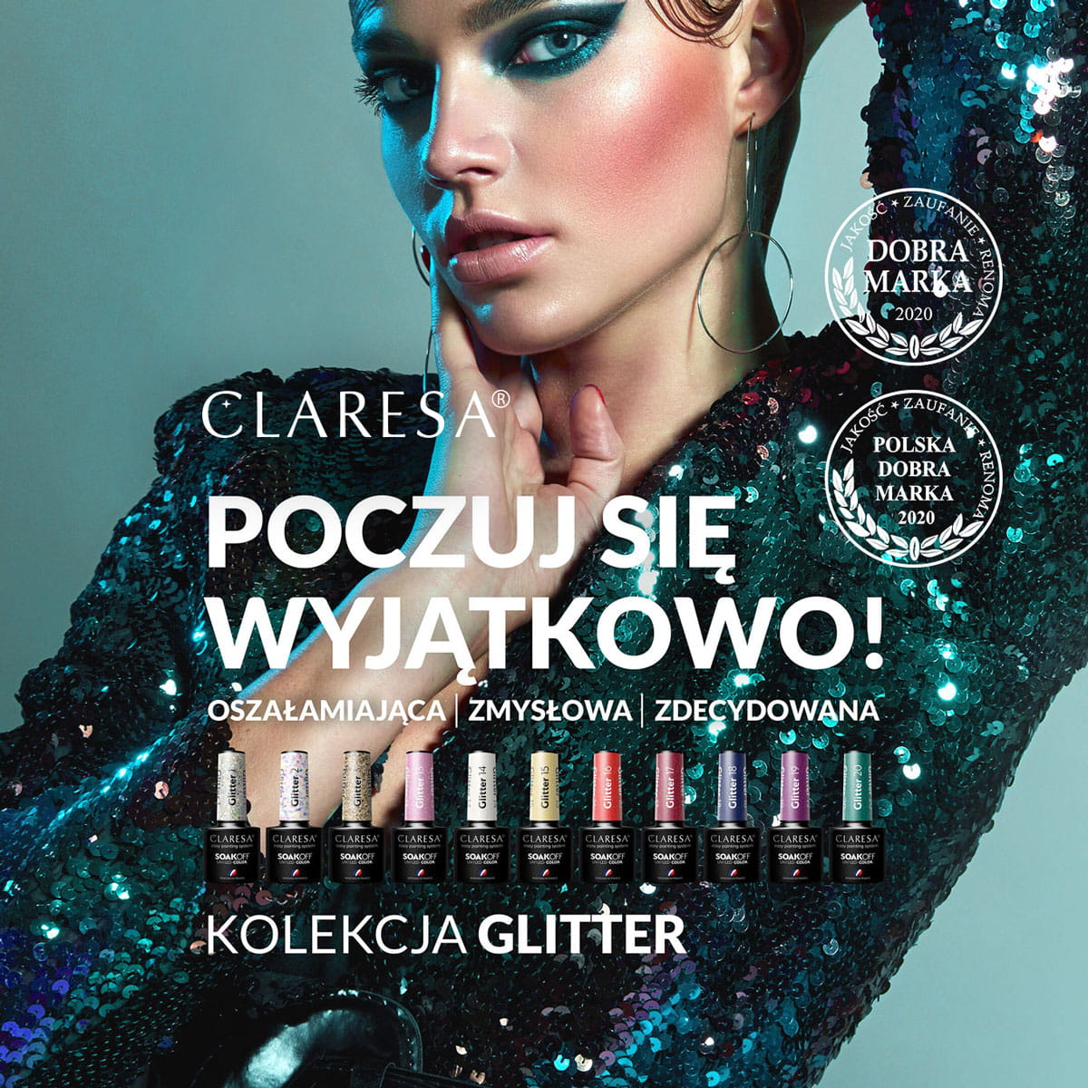 CLARESA GLITTER Hybridní lak 3 -5g
