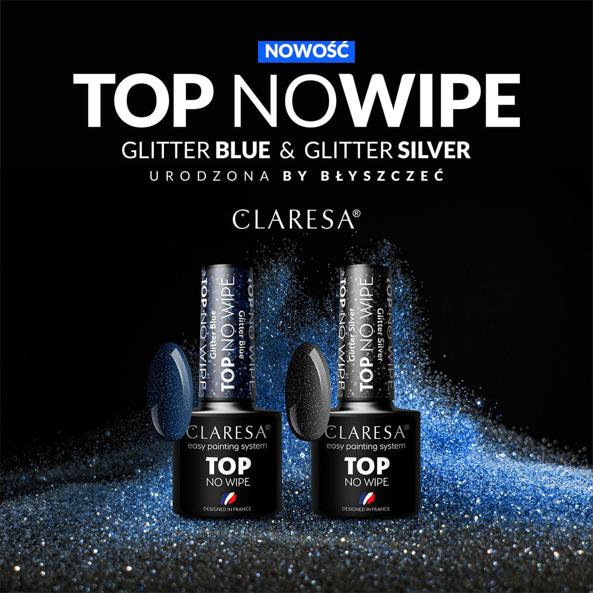 CLARESA Top No Wipe 5g Glitter Blau