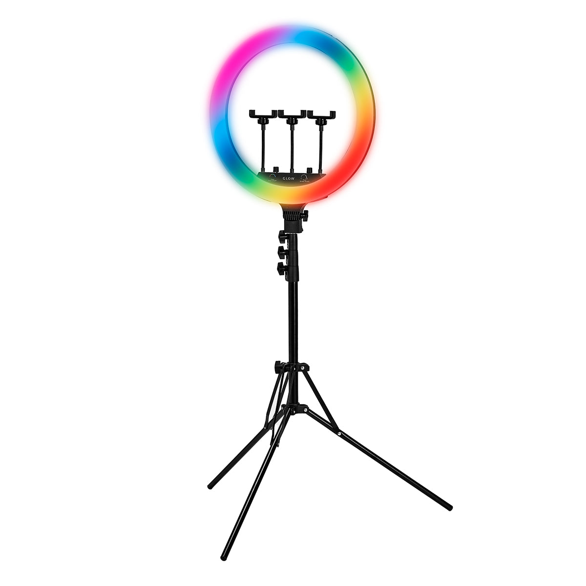 Lâmpada de anel RGB GLOW 18" bsc com tripé de 45W