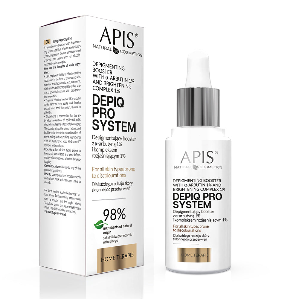 APIS DEPIQ PRO SYSTEM Booster despigmentante com α-arbutina 1% e complexo iluminador 1% 30 ml