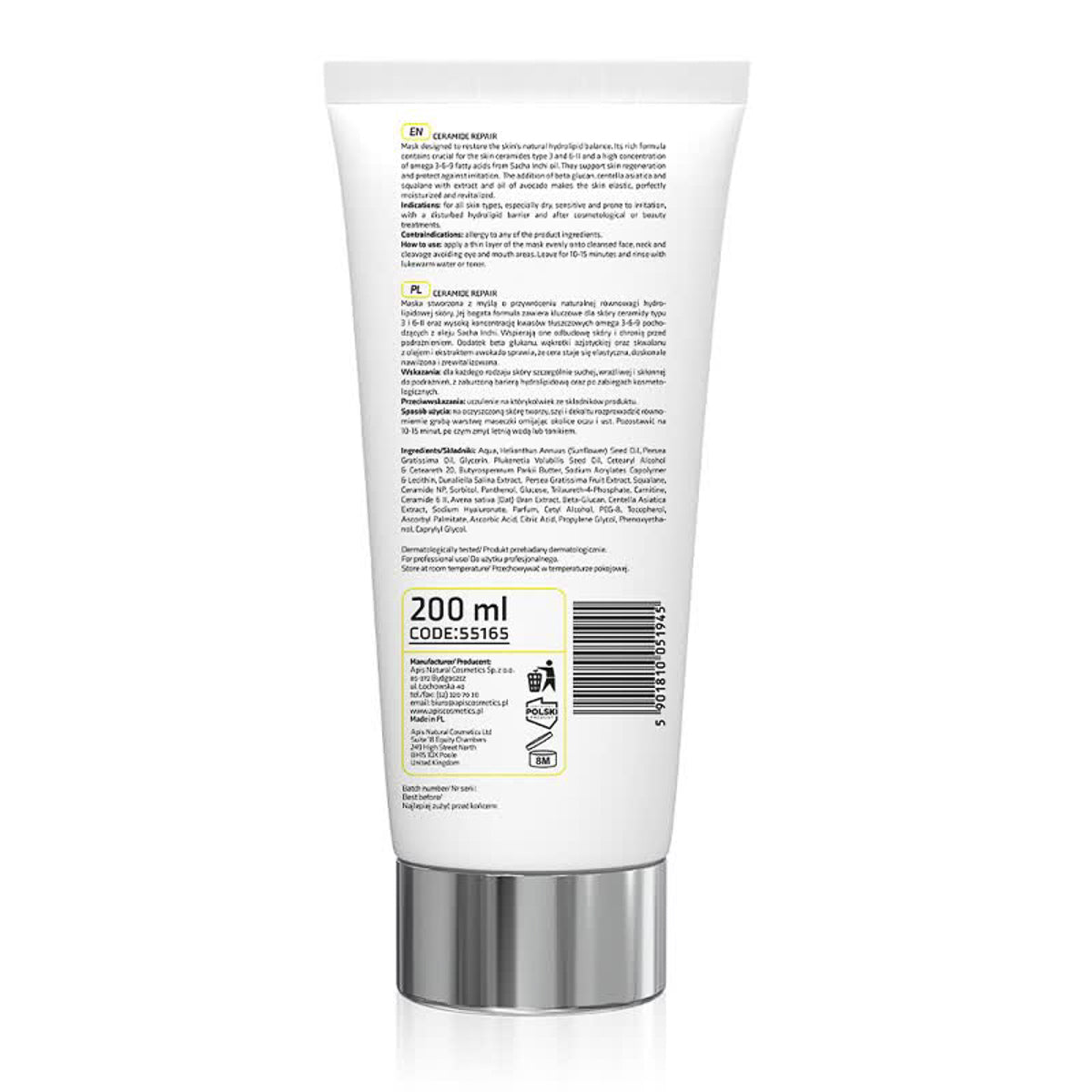 Apis CERAMIDE REPAIR Máscara reconstrutiva com ceramidas e beta glucano 200 ml