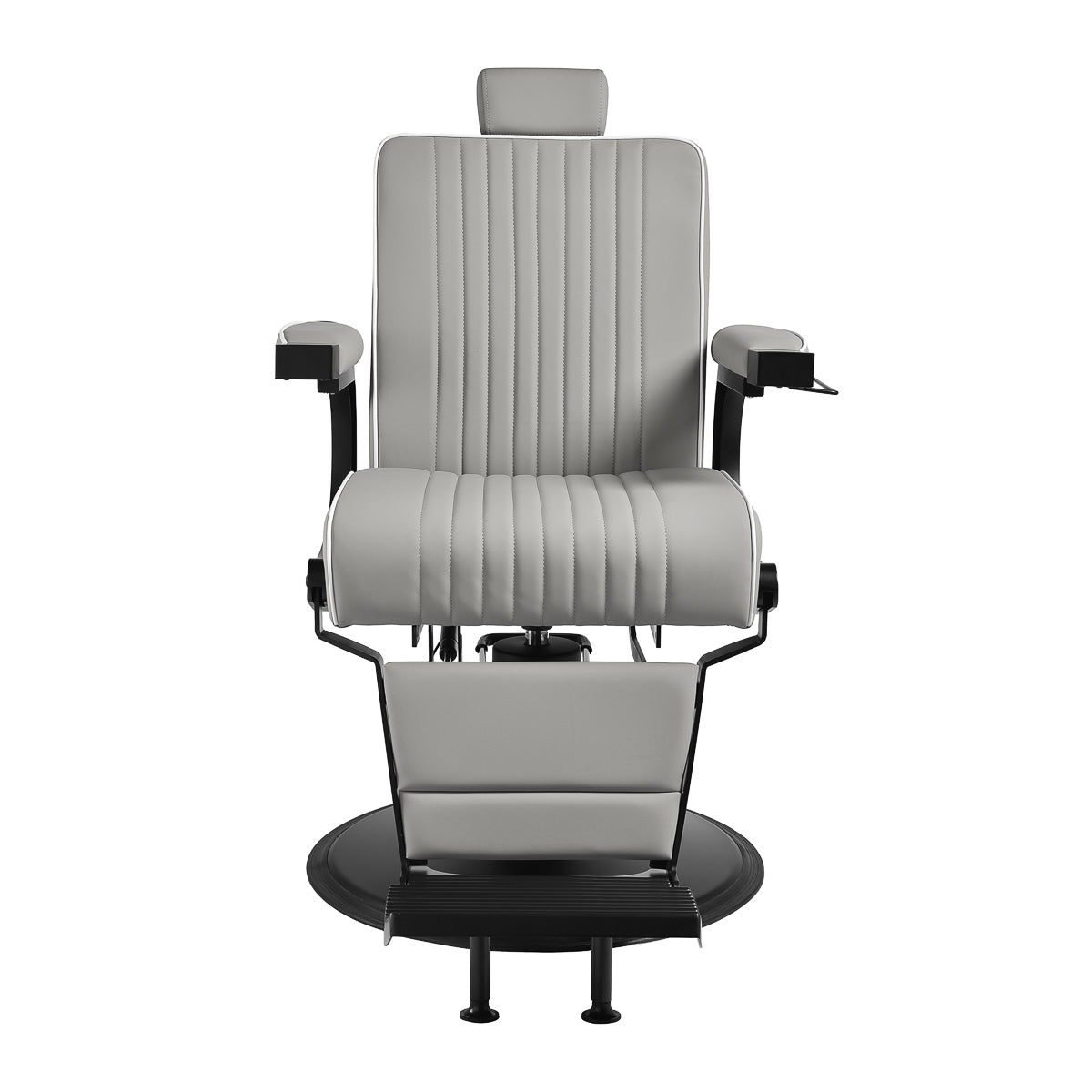 Gabbiano Levi barber chair with black frame gray without stitching at the back