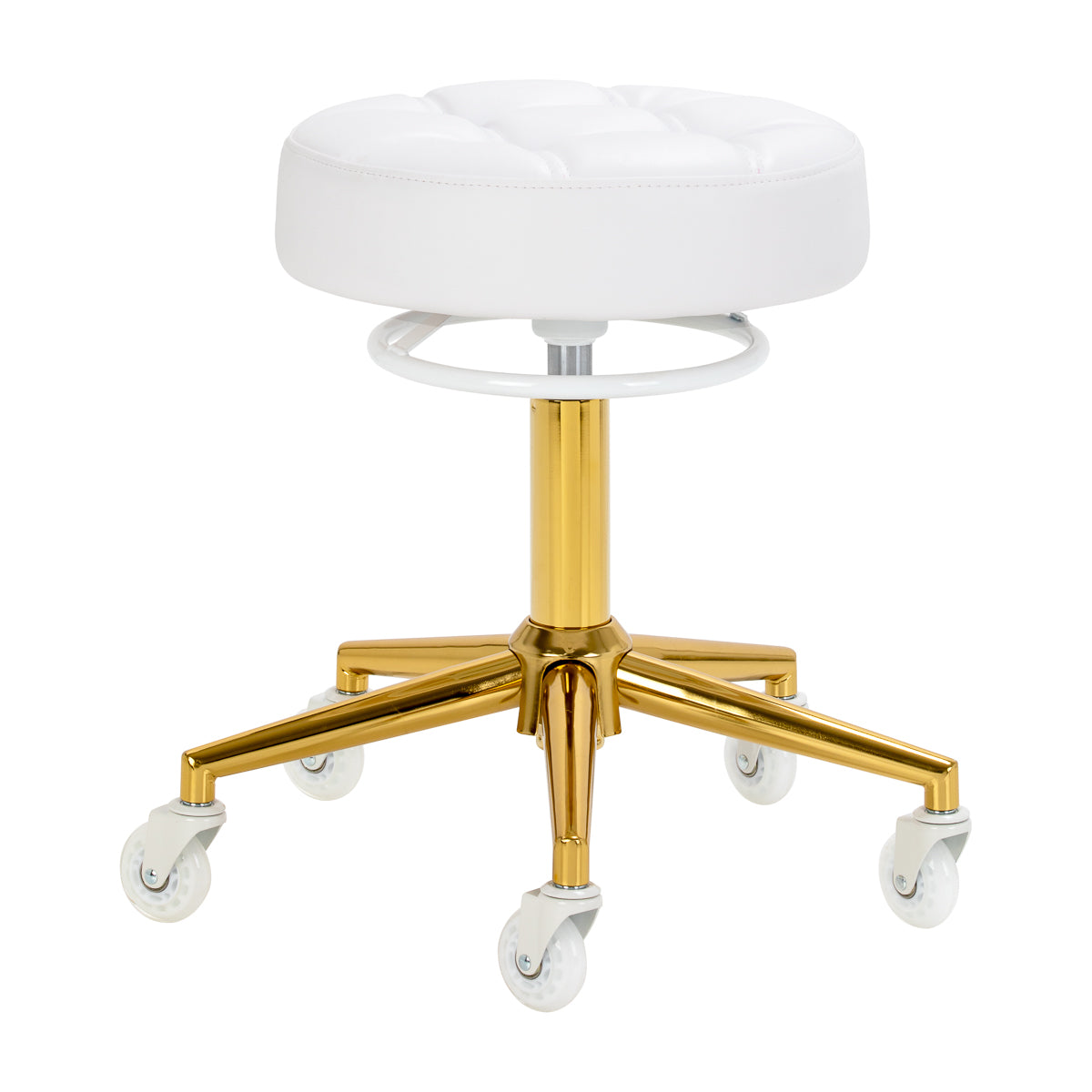 O banco de cabeleireiro Gabbiano D054G dourado e branco