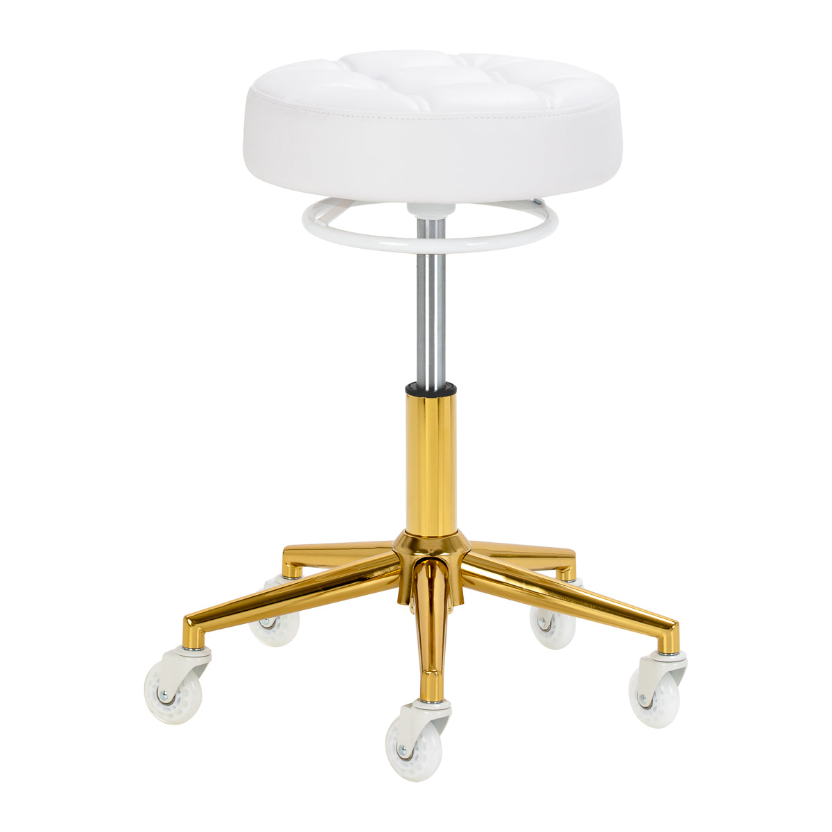 O banco de cabeleireiro Gabbiano D054G dourado e branco