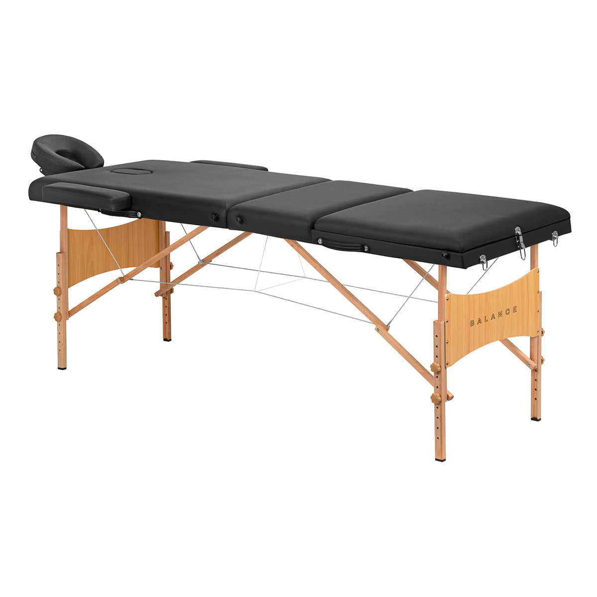 Klappbare Massageliege Holz BALANCE 3 Segmente 190x70 Schwarz