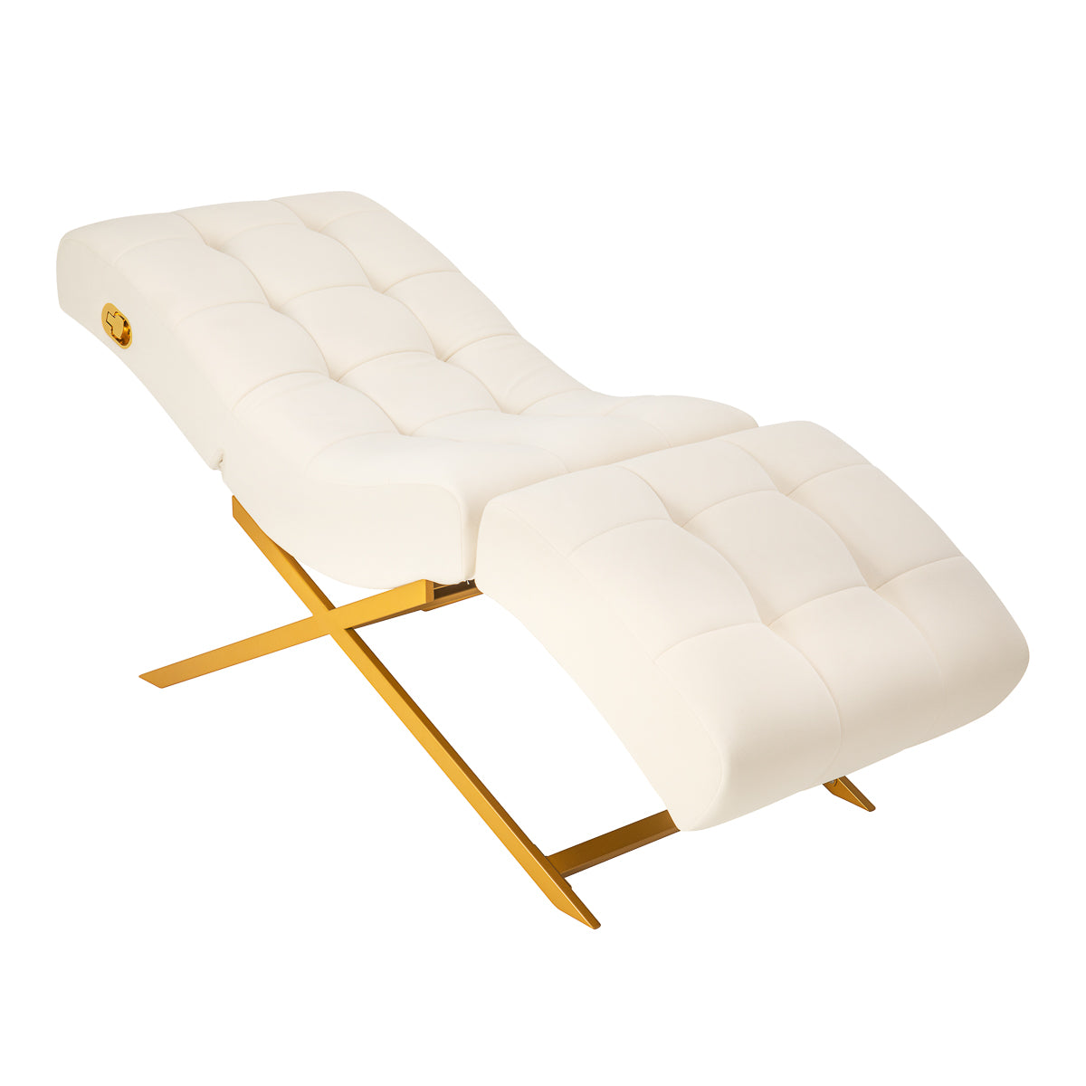Sillon Umbra white eyelash treatment chair with gold base