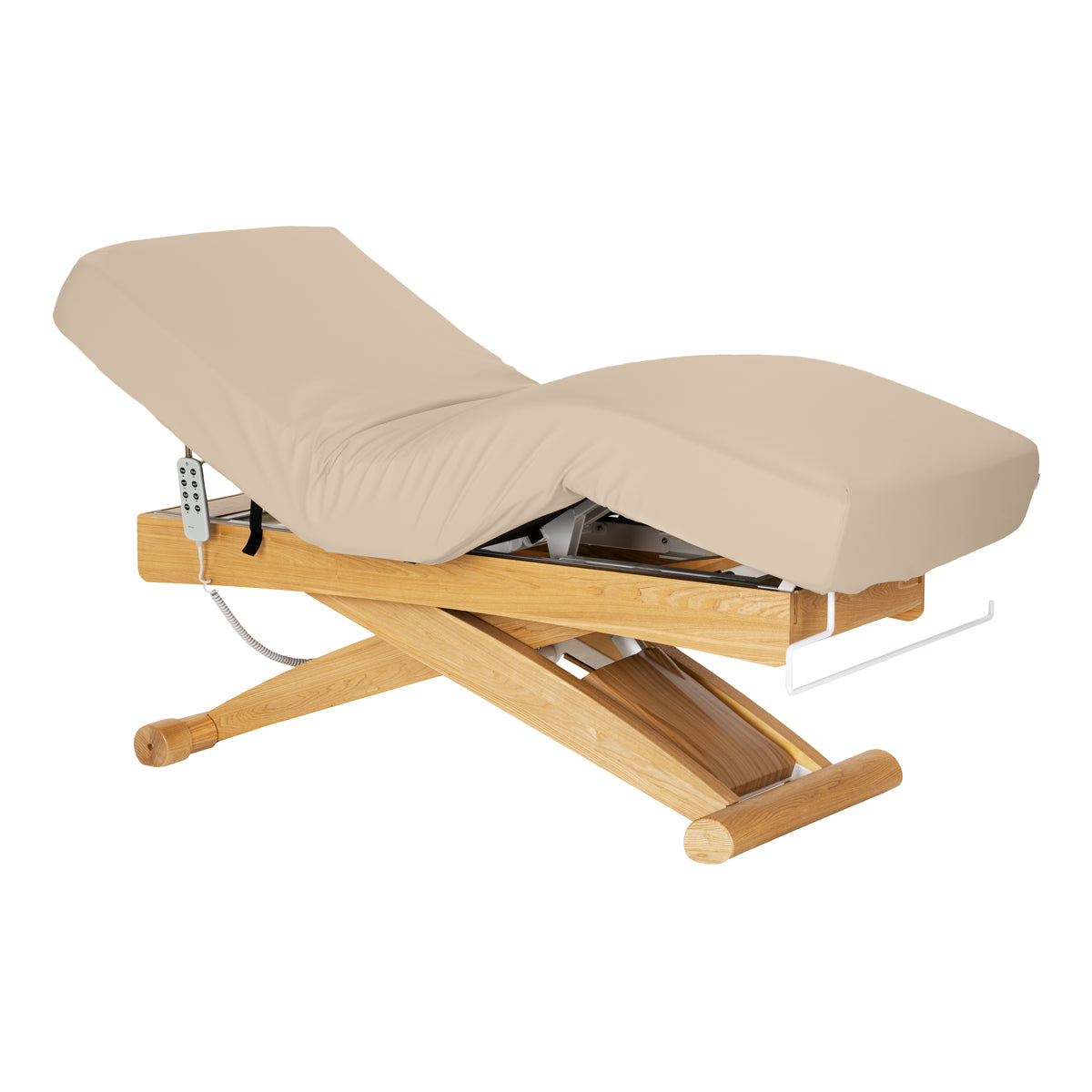 SPA-Kosmetikliege Sillon Siesta, beige mit hellbraunem Gestell