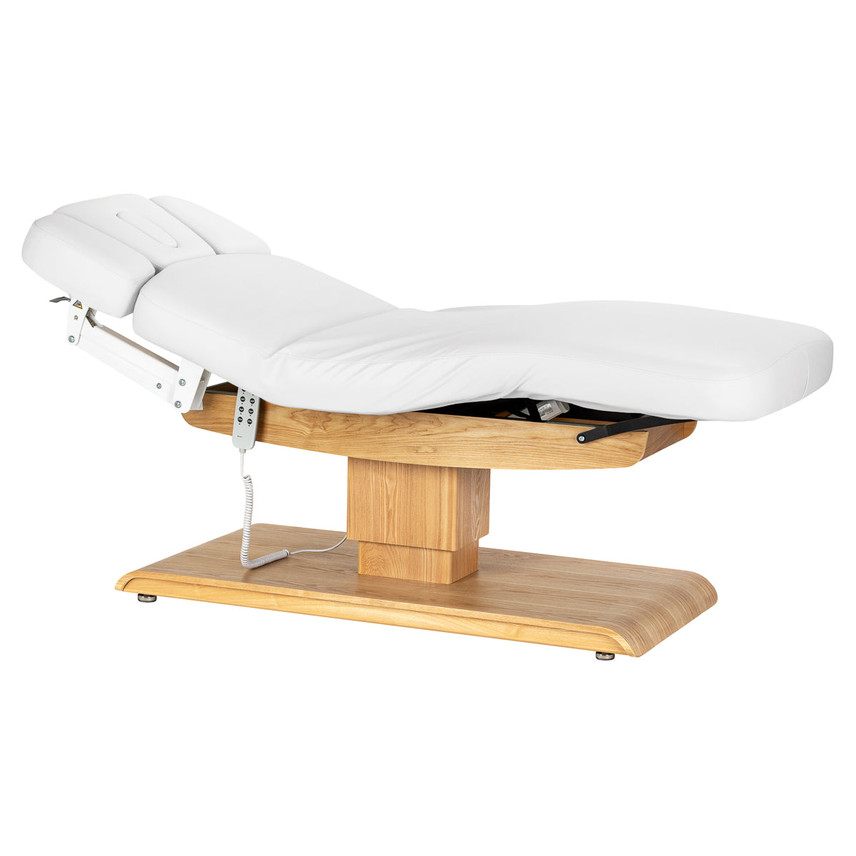 SPA-Kosmetikliege Sillon Relax, weiß mit hellbraunem Sockel