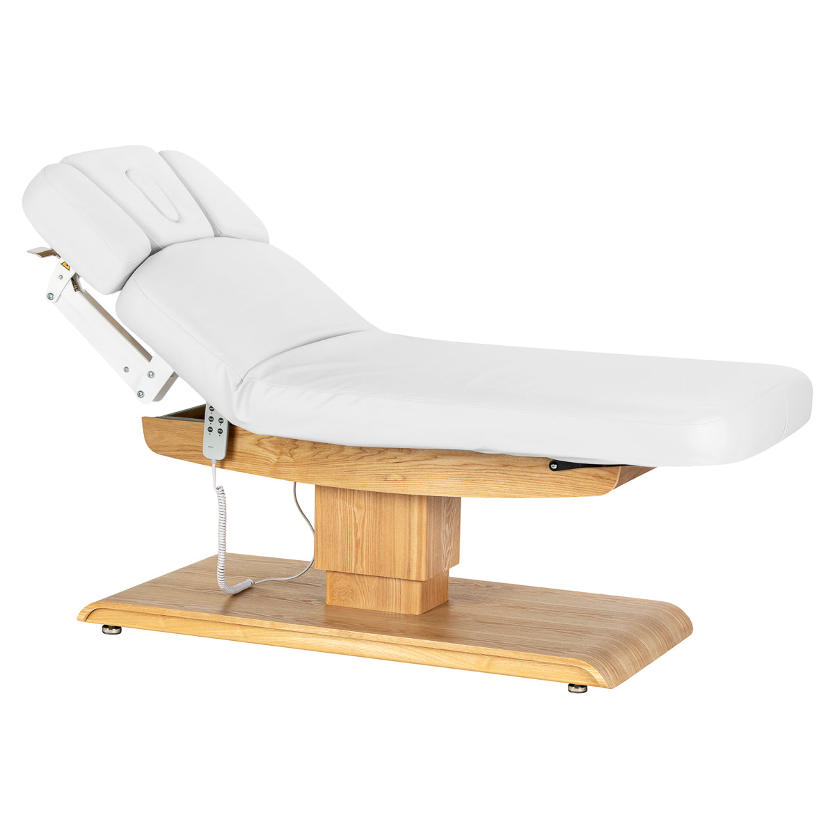 SPA-Kosmetikliege Sillon Relax, weiß mit hellbraunem Sockel