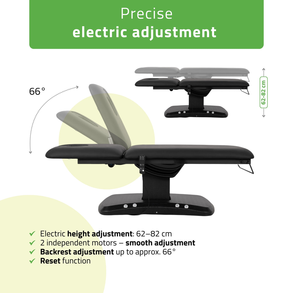 Electric treatment table Estella ERGO 2, k715 black – 2 motors