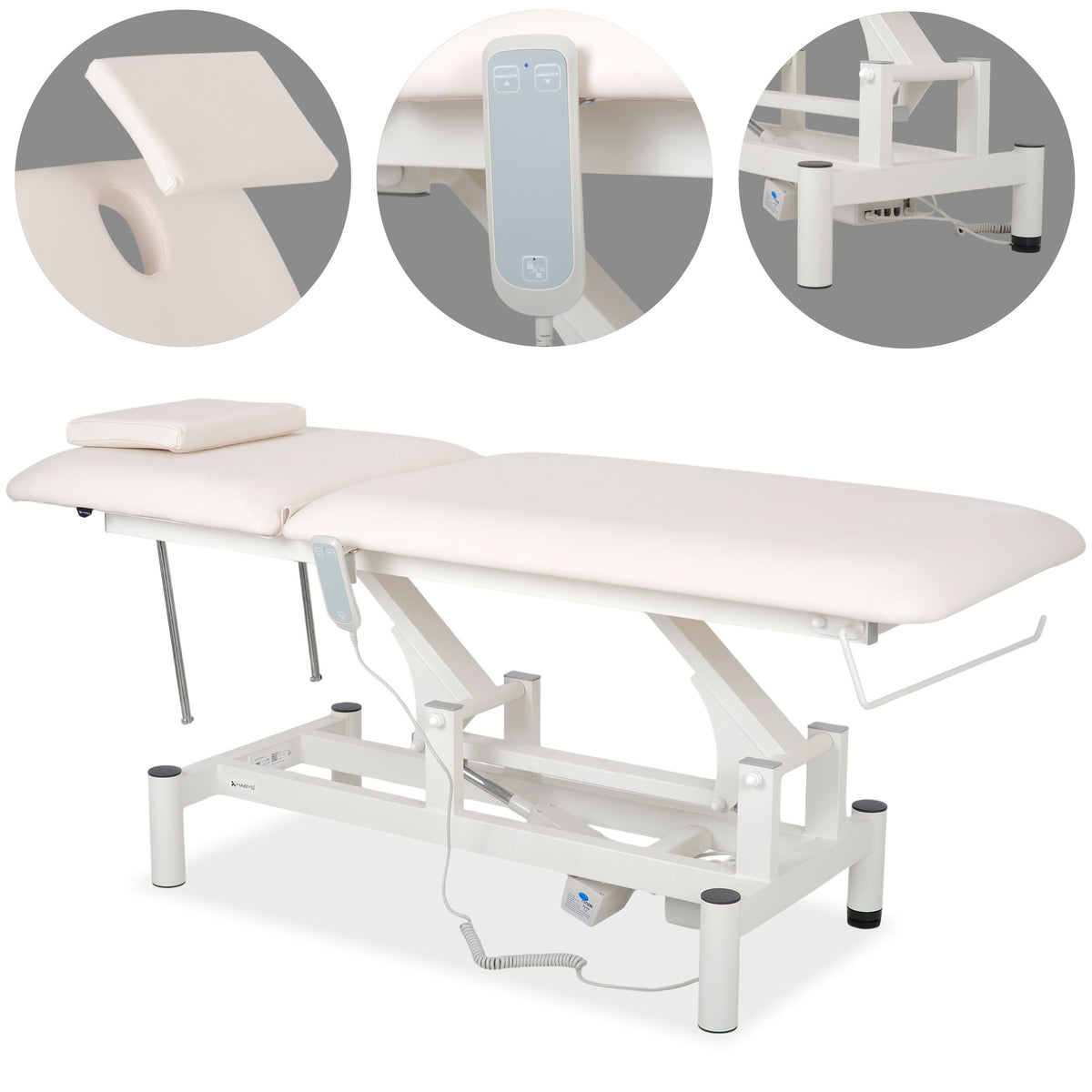 Optima terapijski stol, električna regulacija visine s ručnom kontrolom – Satin Comfort k701, bijeli