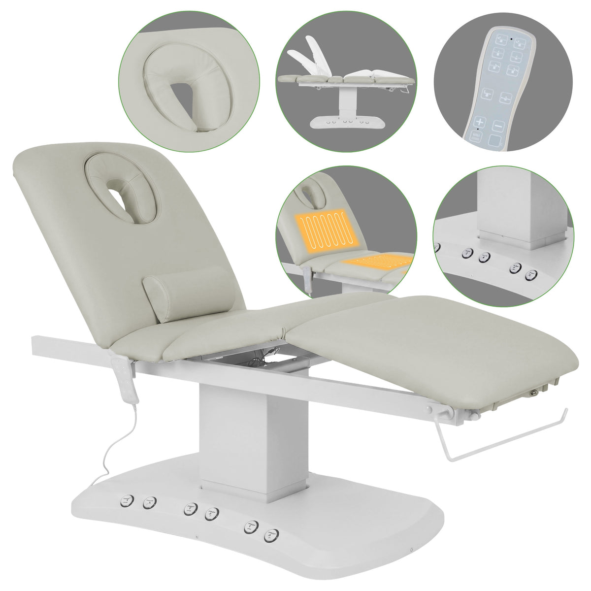 Serenity ERGO 4 električna kozmetička stolica za masažu i SPA tretmane Satin Comfort k722, siva