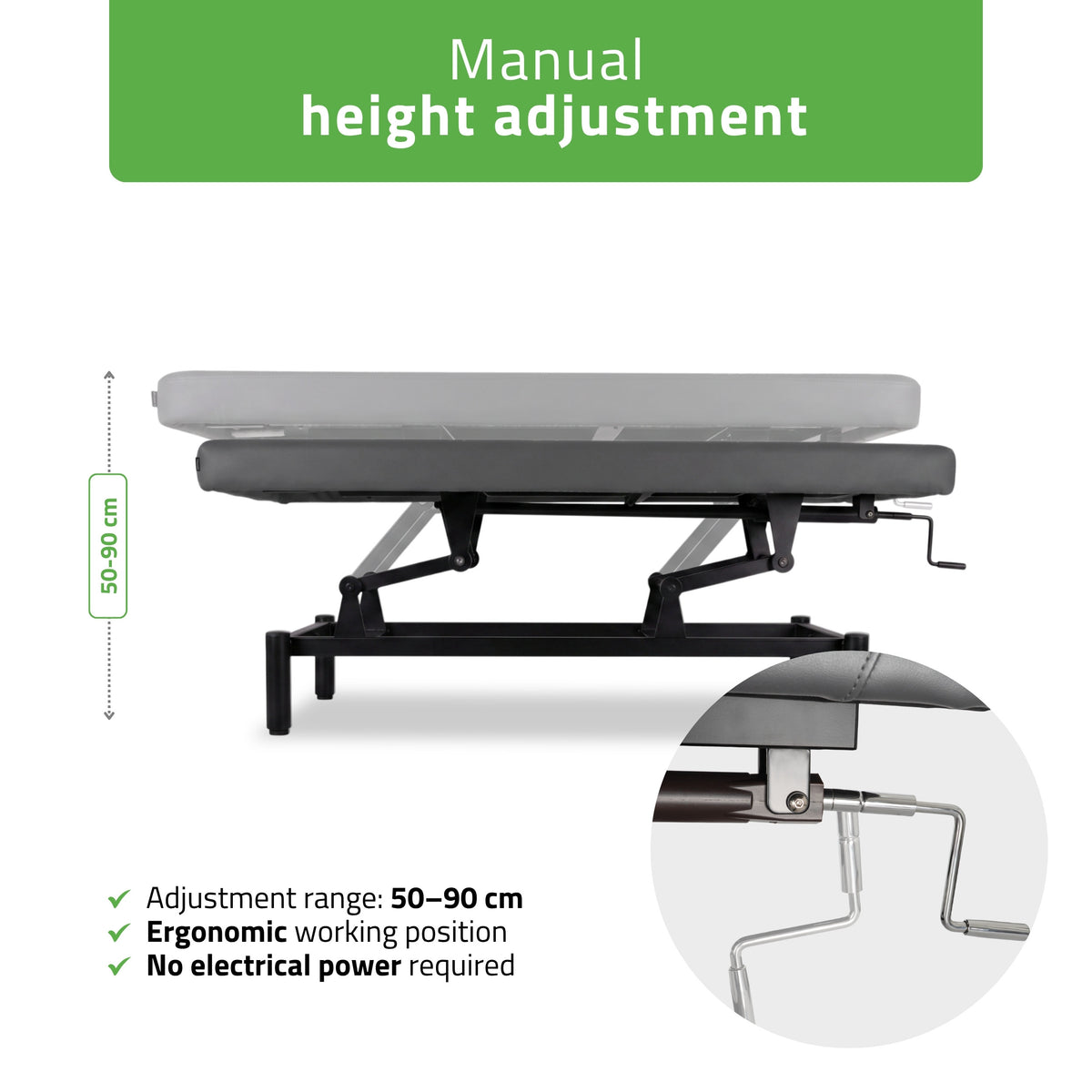 VIGO 1 Stationary  massage table with manual height adjustment - dark gray