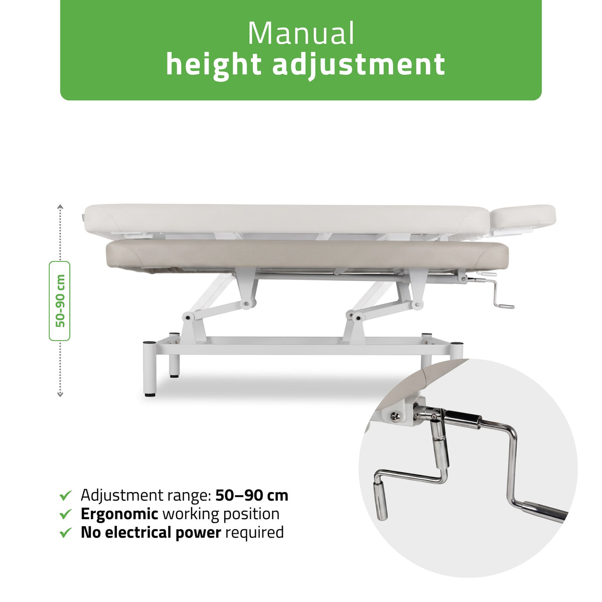 VIGO 1 Stationary  massage table with manual height adjustment - light gray