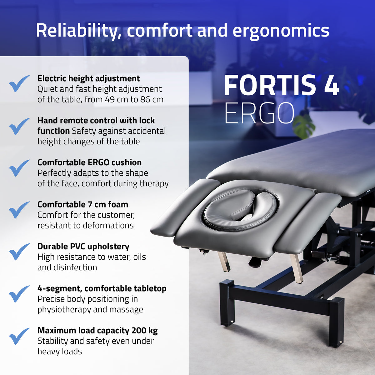 Stationary massage table Fortis 4 ERGO Gray