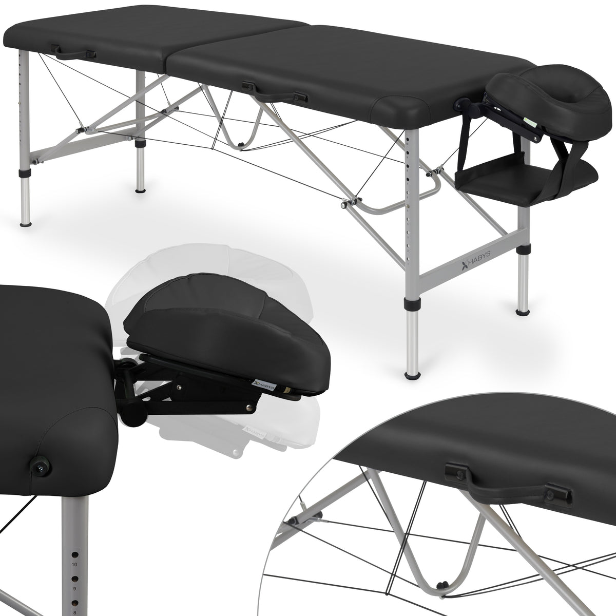 Massage Table Aero Stabila Alu 60 Vinyl Flex K015 Black