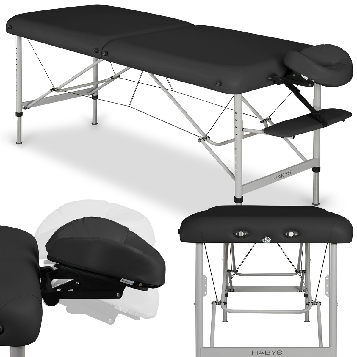 Massage Table Panda Alu 60 Vinyl Flex K015 Black