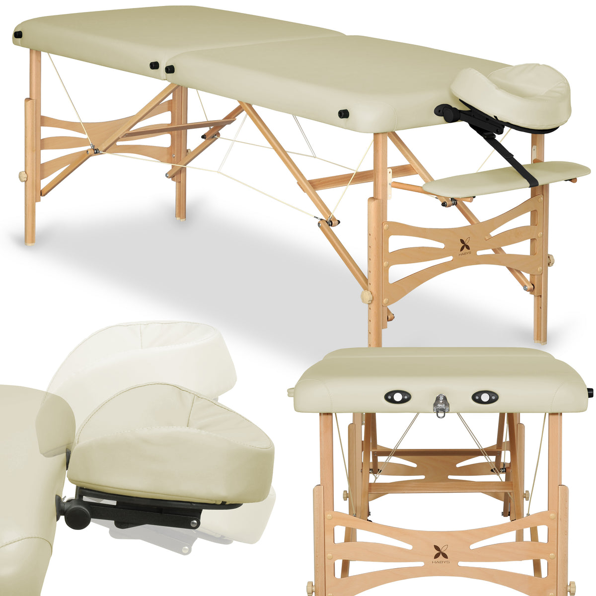 Massage Table Panda Light Wood 70 Vinyl Flex K020 Ivory