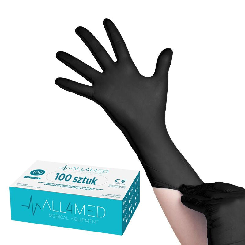 All4med jednorazové diagnostické nitrilové rukavice čierne XL